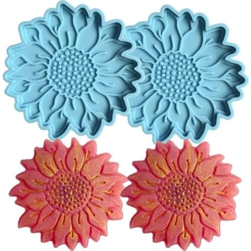 Sun Flower Coaster Epoxy Resin Mold Sunflower Cup Mat Silicone Mould DIY Crafts Ornaments Home Decorations Casting Tools