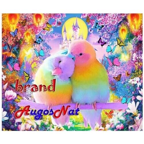 Full diamond painting lover birds rhinestone embroidery sticker parrot mosaic art decor diamond dots poster wall paper diy craft