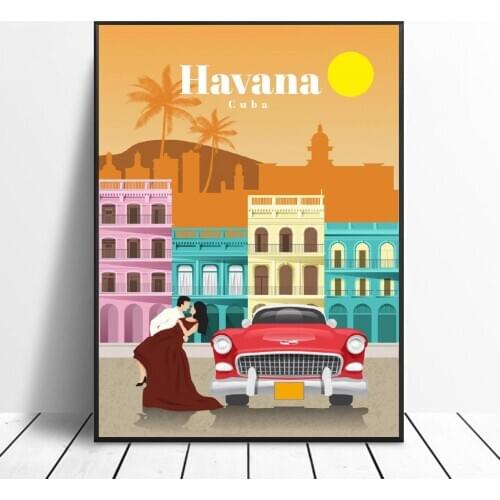 Travel to Havana Canvas Travel poster Wall Art Pictures for Living Room Home Decor No Frame