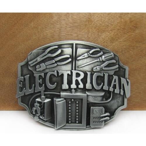 BuckleClub wholesale heavy Electrician western cowboy jeans gift belt buckle for men FP-02393 pewter finish 4cm width loop