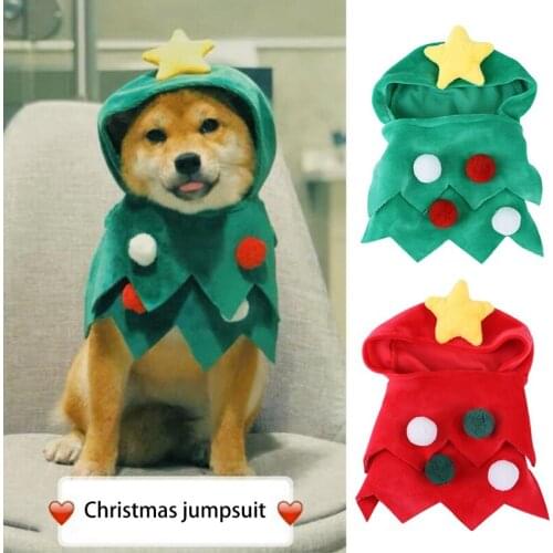 Pet Christmas Onesies Shirt Dog Shirts Clothes Vest Pet Clothing Floral T-shirt Soft Printed Cats Christmas Tree Pet Clothes