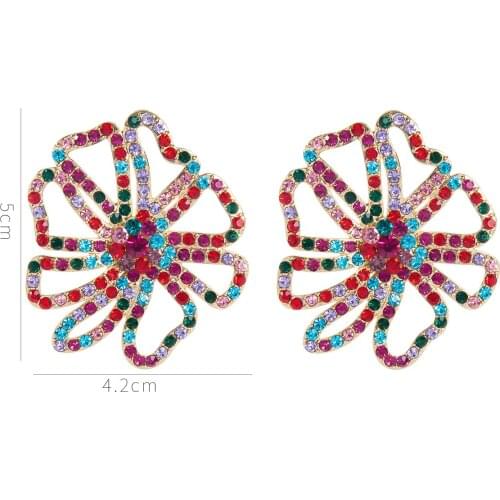EASYA Flower Diamond Earrings Creative Lovely Woman Earrings Korea Jewelry Fashion Personality Colorful Floral Jewelry Gift