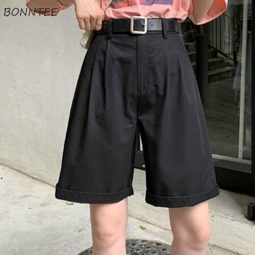 Shorts Women Summer Lady New Solid Simple Korean Style High Waist Chic Fashion Thin Pockets All-match Leisure Streetwear Ulzzang