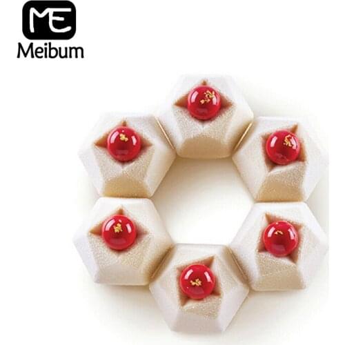Meibum Mousse Pastry Set Silicone Cake Mold Muffin Cupcake Baking Tools Diamond Polygonal French Dessert Tray Candle Mould