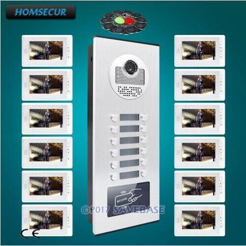 HOMSECUR 7" Hands-free Video Door Entry Call Intercom+Dual-way Intercom for 12 Apartment