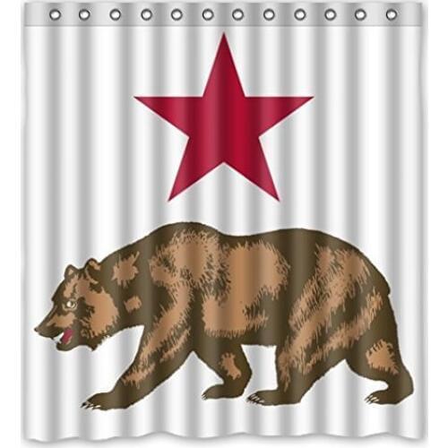 Vixm 66(W)x72(H)-Inch Waterproof Bathroom California Republic Flag Shower Curtain to fit bath tubs