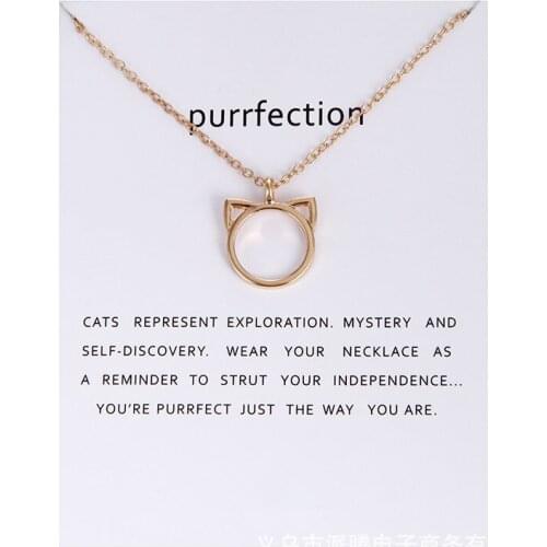 Message Card Animal Cat Ear Chocker Necklace Pendant Charm For Women Jewelry Friend Birthday Gift
