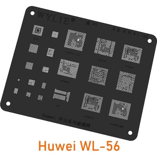 Wylie WL-56 BGA Reballing Stencil For Huawei MSM8937 MSM8953 1AB MSM8916 MSM8940 MSM8952 BGA153 BGA221 Chip IC Black Steel Mesh