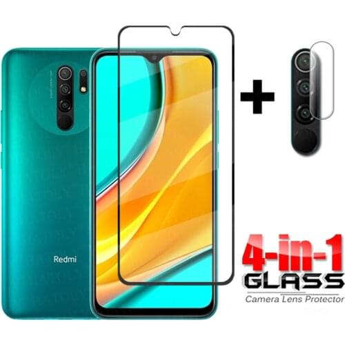4-in-1 Glass on Redmi 9 Full Cover Tempered Glass For Xiaomi Redmi 9 Prime HD Phone Camera Screen Protector Redmi 9 Lens Glass