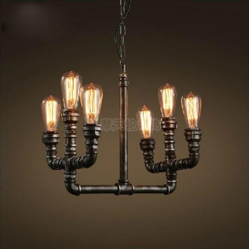 Retro Loft industrial Iron water Pipe steam punk pendant lamp E27 led AC 110V 220V pendant lights for bedroom living room