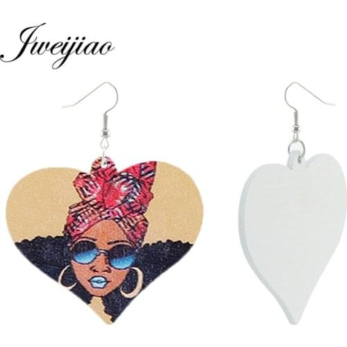 JWEIJIAO Hip Hop Style Personality Women Earrings Wood Chips Dangle Earrings Heart Shaped Fashion Accessories Jewelry WD184