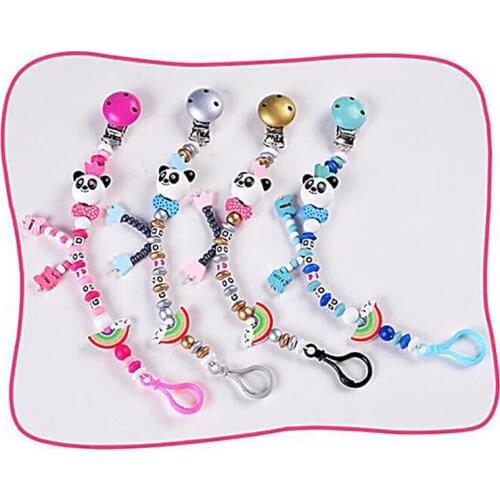 1PC New Cute Panda Silicone Baby Pacifier Clip Multicolor Rainbow Pacifier Chain For Baby Teething Soother Baby Chew Toy