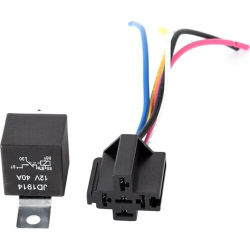 1pc Waterproof Automotive Relay 12v 5pin 40a Car Relay With Black Red Copper Terminal Auto Relay With Relay Socket