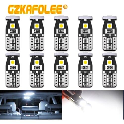10PCS T10 Led Bulb 168 194 Signal Lamp W5W Car Lights Auto Dome Reading License Plate Light Car Interior Lights