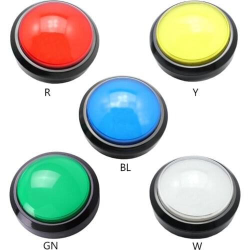 100mm Big Round Push Button LED Illuminated with Microswitch for DIY Arcade Game Machine Parts DC12V Large Dome Light Switch