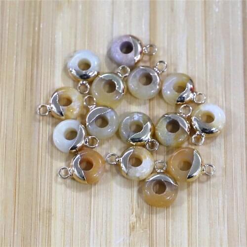 15pcs Natural Topazs Agates Crystal Abacus Shape Large Hole Stone Bead Pendant Size 4x10mm, Used To Make Earrings and Necklaces