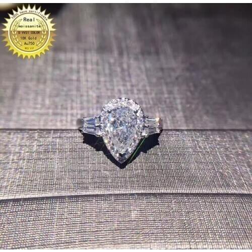18k goldr ring 1ct D VVS moissanite ring Engagement&Wedding Jewellery with certificate 0049