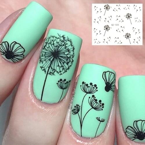 2 pieces dandelion water nail art stickers decal template diy nail tool decorations