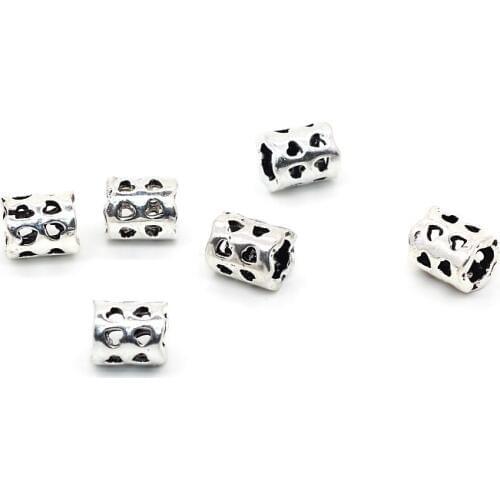 3pcs/lot 8mm 925 Silver Hollow Heart Beads Big Hole Metal Charm for DIY Jewelry Bracelets Necklaces Making