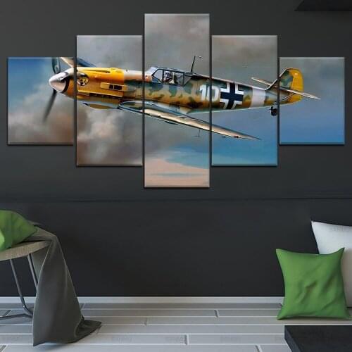 5 Panel Messerschmitt Bf 1 Military War Canvas Printed Painting For Living Room Wall Decor HD Picture Artworks Poster