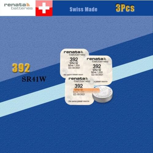 3 X renata Silver Oxide Watch Battery 392 SR41W 1.55V 100% original brand renata 392 renata 41 battery