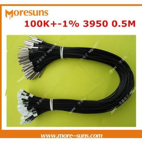 Free ship 50pcs/lot Custom Made NTC Sensor 100K+-1% 3950 L=0.5M NTC temperature sensor