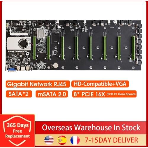BTC-D37 Miner Motherboard 8*PCIE 16X Graphics Card Slots 55mm Spacing DDR3 Memory VGA+HDMI-Compatible Low Power Consumption