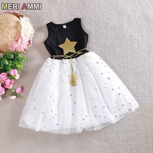 MERI AMMI Children Girl Clothing Set Sleeveless Dress Stars TuTu Party Dress For 2-11 Year Girl,J515