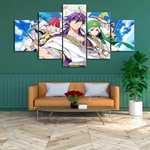Home Decor Printed Wall Painting Japanese Animation Picture Modular Art 5 Panel Canvas Labyrinth Of Magic Poster Bed Room Frame