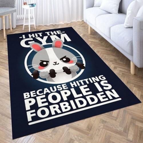 Bunny hit the gym Carpet for Living Room 3D Anime Cartoon Rug Gamer Teen Room Bedside Lounge Rug Kids Children Floor Mats