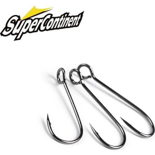Supercontinent Barb Hook Fishing hook big ring Carbon Steel Single Hooks tackle Worm Hooks With big eyes Ring 20pcs