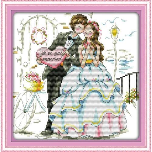 Happy wedding cross stitch kit 14ct 11ct count print canvas stitches embroidery DIY handmade needlework plus