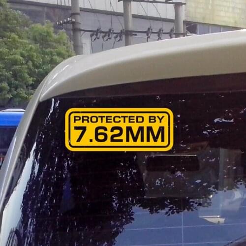 16cmx6.3cm Car Side Window Stickers Reflective Decals Decorate Accessories Warning Mark Protected By 7.62MM Cover Scratches