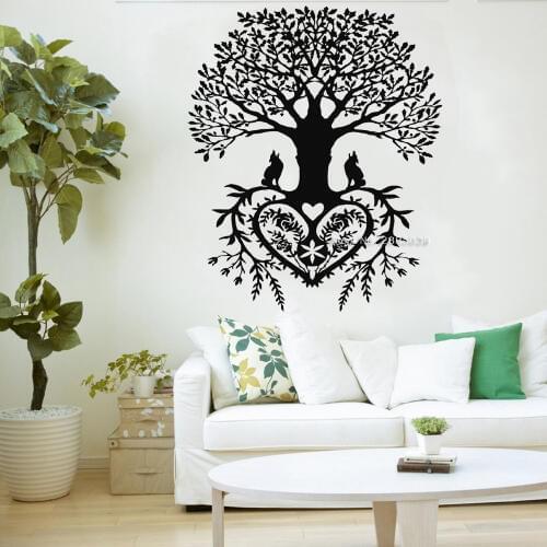 Tree Of Life Wall Stickers Decal Tribal Circle Of life Roots Branches birds Living Room Yoga Studio Decor Home Decoration LC1177