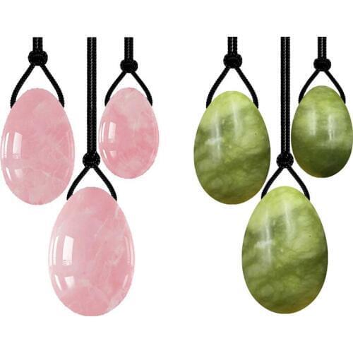 Rose Quartz Jade Balls Yoni Eggs Set Natural Stone Pelvic Kegel massage Jade Egg Vaginal Muscles Tightening Crystal Crystal Ball