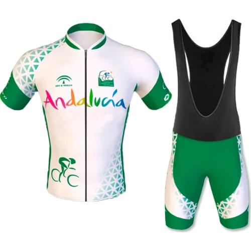 2021 New Team Andalusia - Mens Short Sleeve Cycling Jersey Set 20D Pad Pants Professional Cycling Jerseys Maillot Culotte