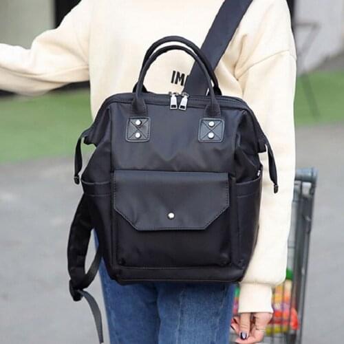 New Fashion Mother Backpack Black Leisure Portable Shoulder Nylon Waterproof Large Capacity Mummy Bag