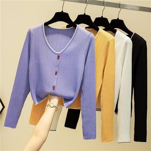 New Autumn Knitted Women Sweaters Fashion Round Collar Single Breasted Casual Woman Sweaters Slim Fit Pullovers Lady Sweaters