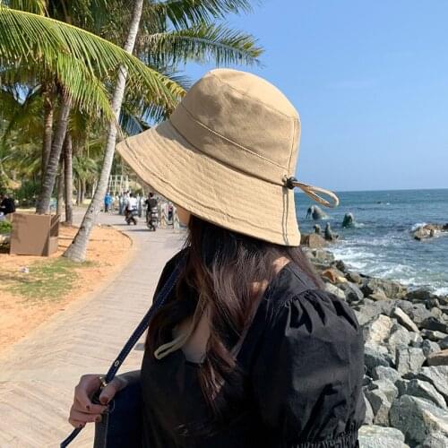 Unisex Black White Solid Lace Up Bucket Hat Bob Caps Hip Hop Gorros Men women Summer Panama Cap Beach Sun Fishing Boonie Hat