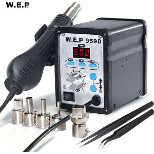 WEP 959D Heat Gun Soldering Station with 3 Memory Settings Hot Air Welding Station Phone Repair Welding Equipment
