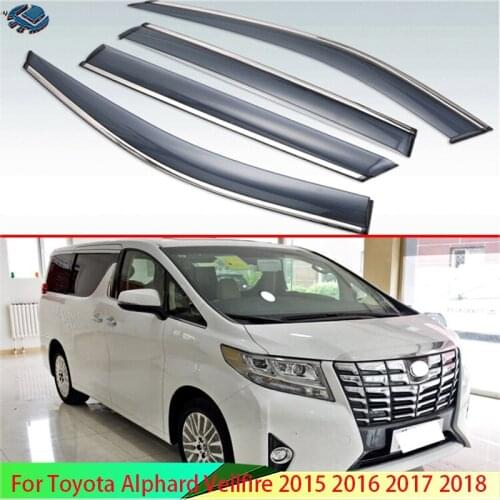 For Toyota Alphard Vellfire 2015 2016 2017 2018 Plastic Car Window Visors Rain Sun Visor Shield Cove Accessories 4PCS