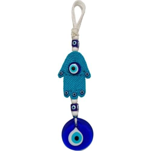 Hand-Woven Macrame Wall Hanging Ornament Living Room Pendant Balcony Garden Decoration Hand-of-Fatima Turkish Evil Eye Bead