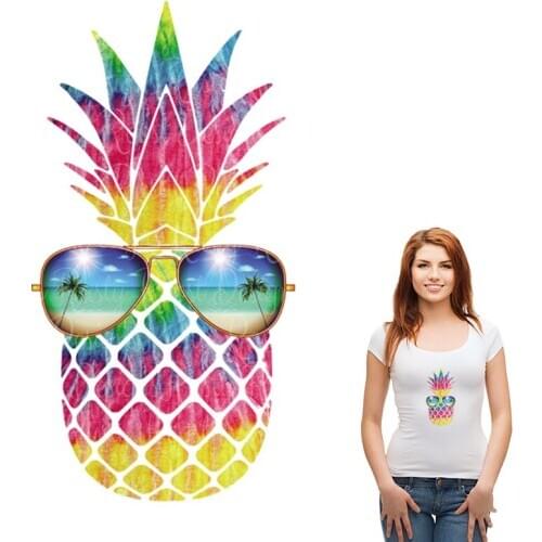 Popular Pineapple Parches Iron On Clothes Decoration Print On T-Shirt New Design Diy Accessory Washable Transfer Iron-On