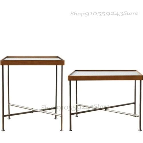 Simple And Modern Living Room Small Apartment Wrought Iron Combination Coffee Table Nordic Light Luxury Sofa Solid Wood Tempered