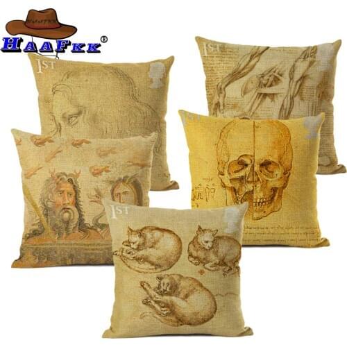 Sugar Skull Cushion Cover Coffee House Punk Skull Art Linen Blend Pillowcase Home Decorative Throw Cushion Pillow Case