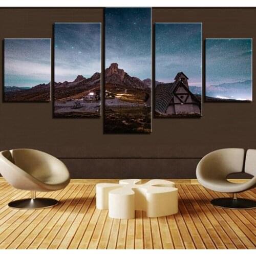 Nordic Landscape Posters 5 Pieces City Mountain Night View Canvas Painting Wall Art Pictures Improvement Furniture Decor