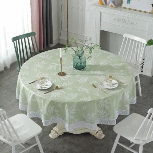 Tablecloth Round Plants Leaves Plastic PVC Waterproof Living Room Kitchen Table Cloth Cover Mat Mantel Party Wedding Home Decor