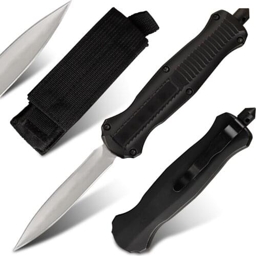 Double Action Folding Knife BM7 0TF Cool Sword D2 Steel Blade Zinc Aluminum Alloy Handle Outdoor Camping Hunting Knife EDC Tools