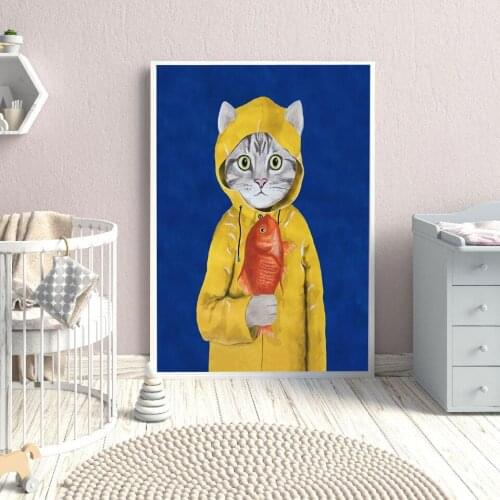 Elephant Dog Cat Pop Art Canvas Painting Modern Animals Wall Art Canvas Poster Prints Watercolor Wall Pictures Kids Room Decor