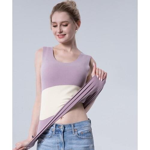 Women Cashmere Thermal Vest Plus Size Seamless Bottoming Thermo Underwear Stretchy Slim Fit Sleeveless Winter Warm Inner Wear